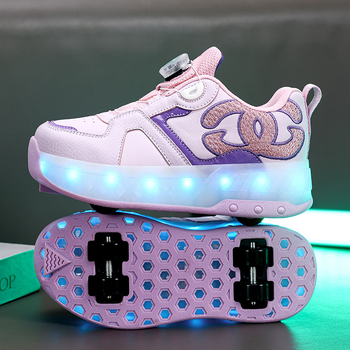 BKG Djeca Heelys tenisice 2025 jesen – početničke četverokotačne rolne tenisice sa svjetlima, odvojive