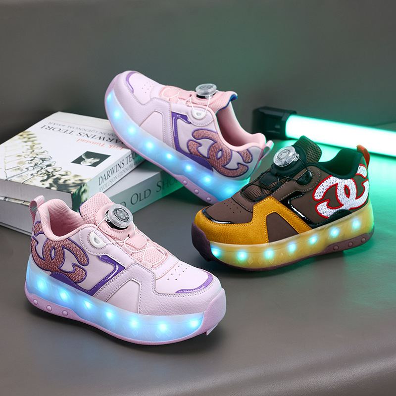 BKG Djeca Heelys tenisice 2025 jesen – početničke četverokotačne rolne tenisice sa svjetlima, odvojive
