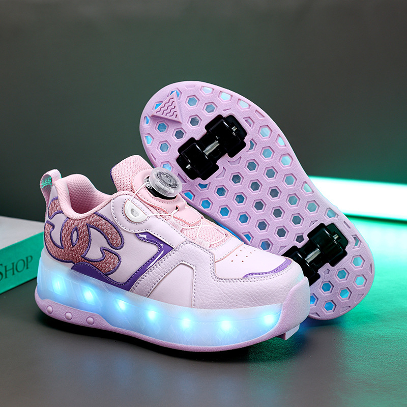 BKG Djeca Heelys tenisice 2025 jesen – početničke četverokotačne rolne tenisice sa svjetlima, odvojive