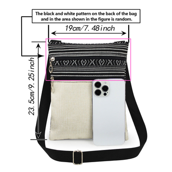 Etnikus stílusú, nyomtatott crossbody táska dupla cipzárral, ultra könnyű női messenger, testre szabható a saját dizájnnal