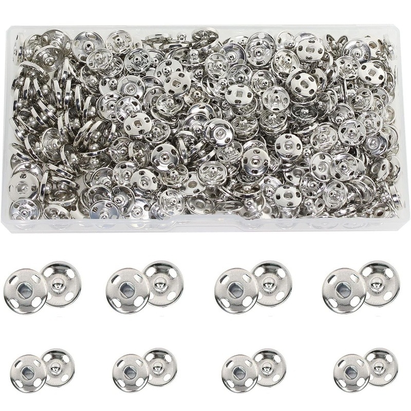 200 бр. скрити метални копчета в кутия, 10 мм и 12 мм, за дрехи, чанти и детски дрехи