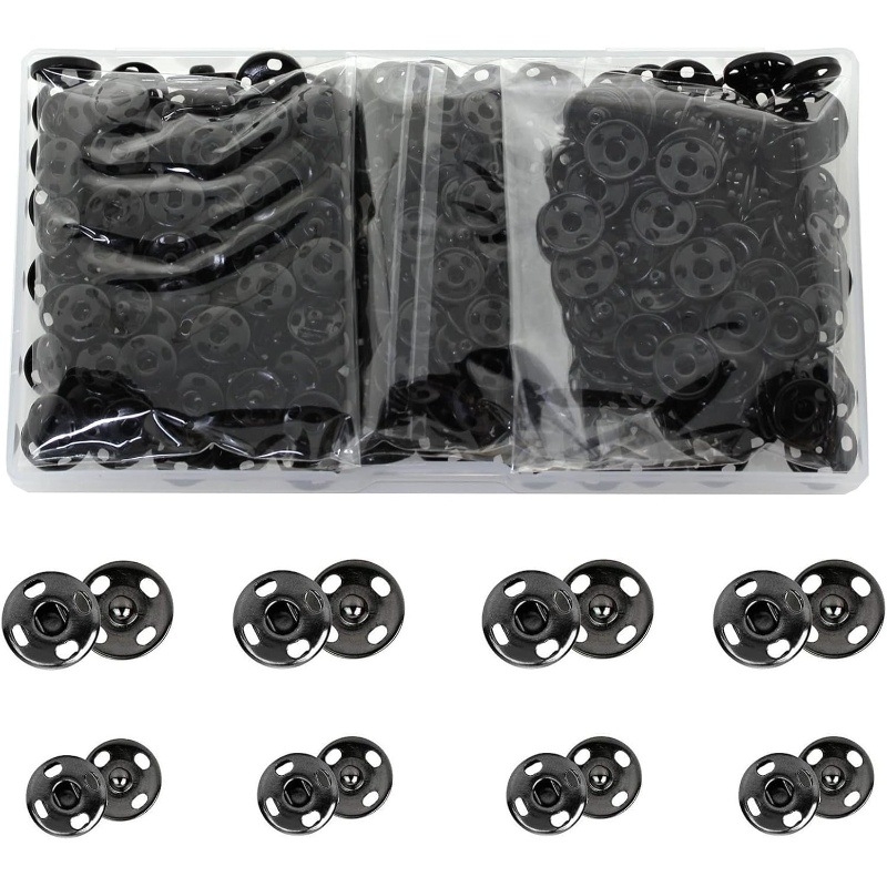 200 бр. скрити метални копчета в кутия, 10 мм и 12 мм, за дрехи, чанти и детски дрехи