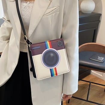 PU kožna mala kvadratna torba za žene, dizajn s blokovima boja, ulični stil, crossbody torba, jesen 2025