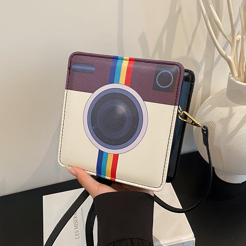 PU kožna mala kvadratna torba za žene, dizajn s blokovima boja, ulični stil, crossbody torba, jesen 2025