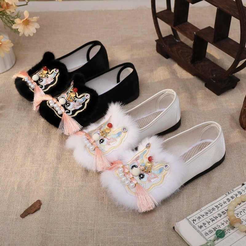 Ručno izvezeni platneni baletanke s glavom tigra – etnički stil, ženske slip-on platnene cipele