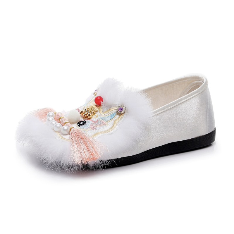 Ručno izvezeni platneni baletanke s glavom tigra – etnički stil, ženske slip-on platnene cipele