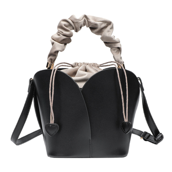 Ženska PU torbica u obliku kante s laticama i plisiranim dizajnom, crossbody za svakodnevnu uporabu