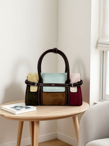 2025 Ženska velur torbica mala kvadratnog oblika s color-block dizajnom, svakodnevna crossbody torba