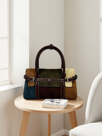 2025 Ženska velur torbica mala kvadratnog oblika s color-block dizajnom, svakodnevna crossbody torba