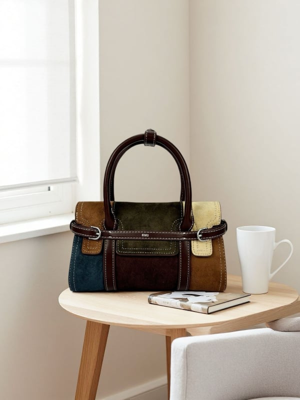2025 Ženska velur torbica mala kvadratnog oblika s color-block dizajnom, svakodnevna crossbody torba