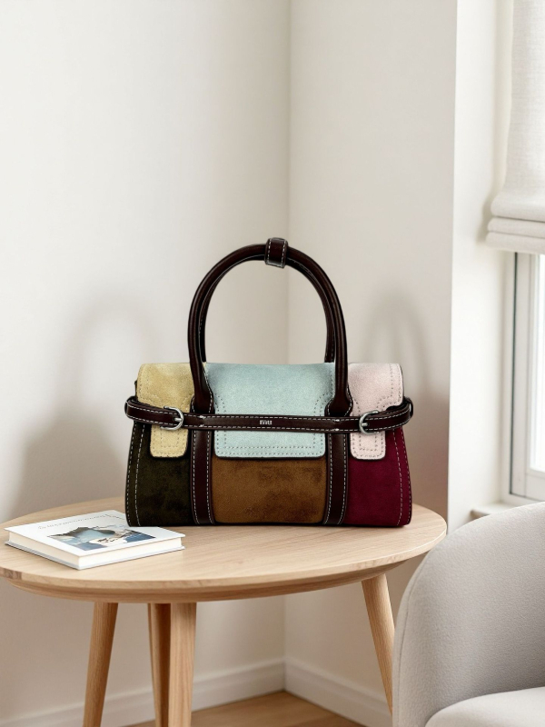 2025 Ženska velur torbica mala kvadratnog oblika s color-block dizajnom, svakodnevna crossbody torba
