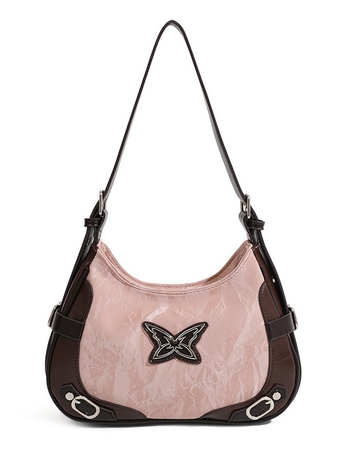 Nova ženska torba u američkom retro stilu s leptirovim blokom boja, riveti, moto inspiracija, crossbody torba preko ramena