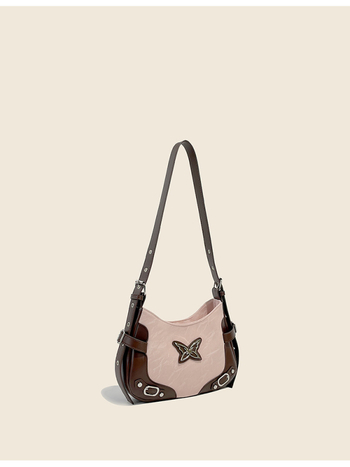 Nova ženska torba u američkom retro stilu s leptirovim blokom boja, riveti, moto inspiracija, crossbody torba preko ramena