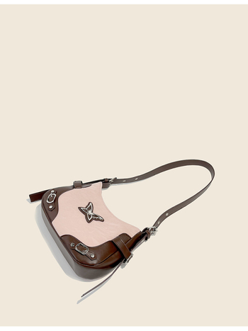 Nova ženska torba u američkom retro stilu s leptirovim blokom boja, riveti, moto inspiracija, crossbody torba preko ramena