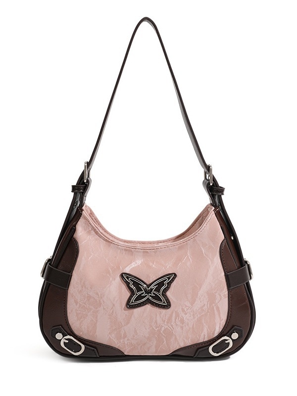 Nova ženska torba u američkom retro stilu s leptirovim blokom boja, riveti, moto inspiracija, crossbody torba preko ramena