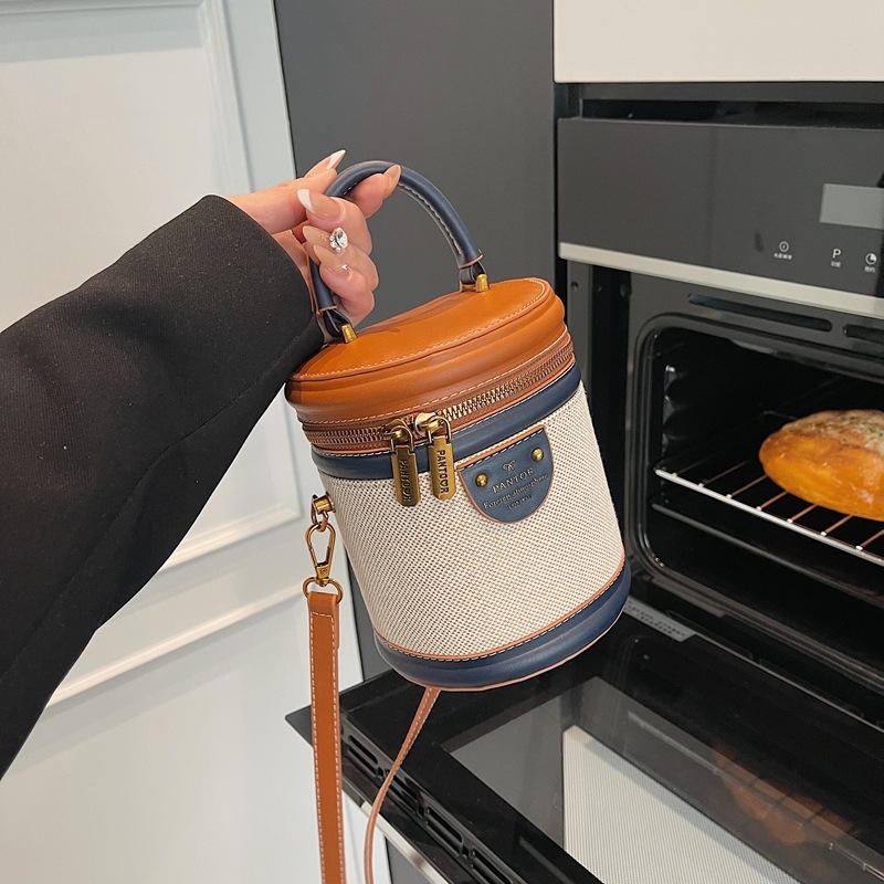 PU kanta torba, srednje veličine, cilindričnog oblika, za žene, mekana, s zatvaračem i unutarnjim džepom sa zatvaračem, svakodnevna upotreba
