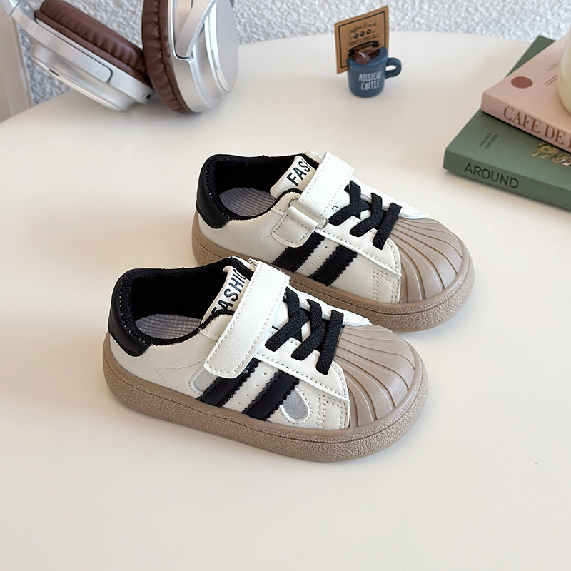Детски маратонки shell-toe с велкро закопчаване - унисекс спортни обувки