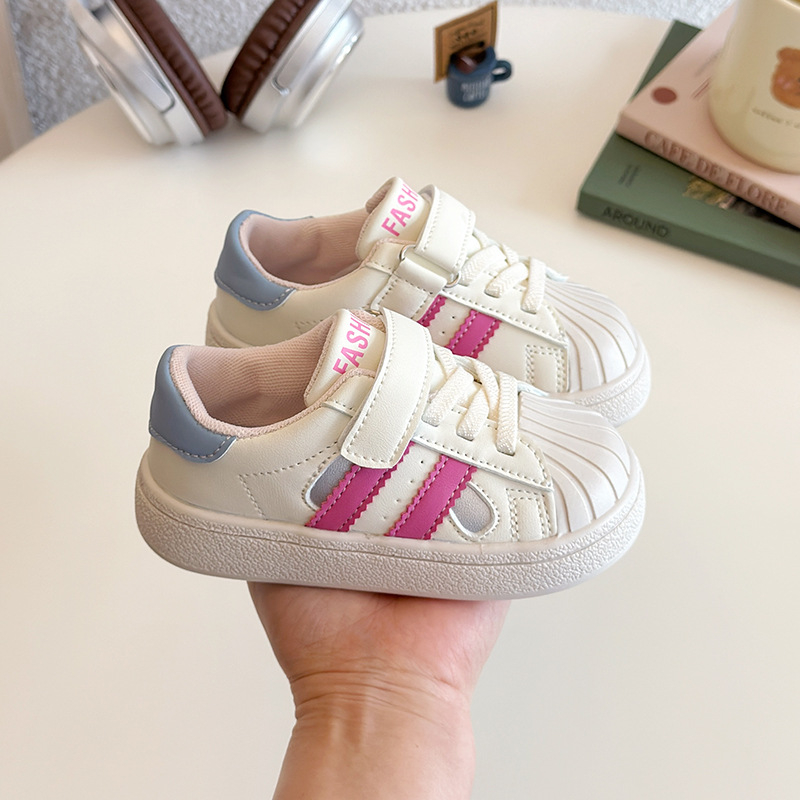 Детски маратонки shell-toe с велкро закопчаване - унисекс спортни обувки