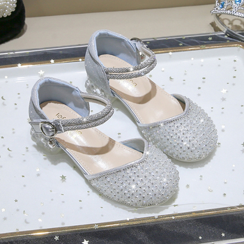 Dječje sandale u princeskom stilu s kristalima, Velcro zatvarač, ljetni model