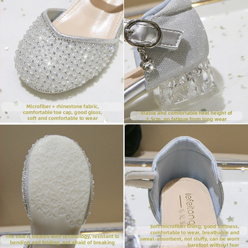 Dječje sandale u princeskom stilu s kristalima, Velcro zatvarač, ljetni model