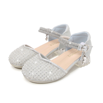 Dječje sandale u princeskom stilu s kristalima, Velcro zatvarač, ljetni model