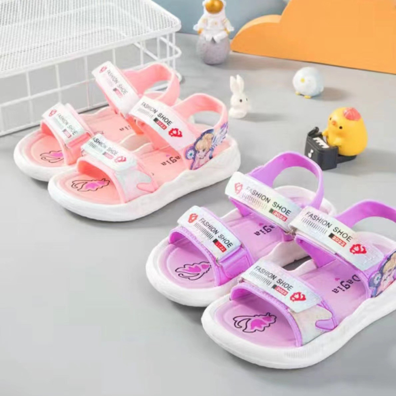 Dječje sandale za plažu s Velcro zatvaračem, karikaturno cvijeće, mekana podloga, protuklizne, za djecu 4–12 godina, proljeće 2025