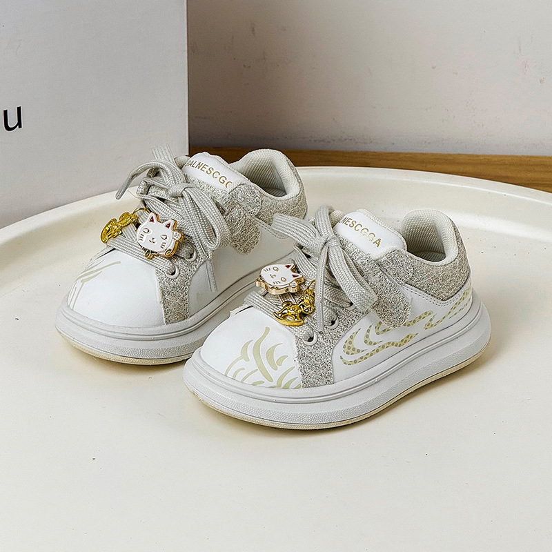 Proljetno 2026: unisex casual tenisice za djecu 1–3 godine, bijele, s Velcro kopčom, niski gornji dio, prozračna gumena potplat
