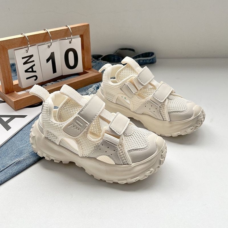 Dječje sportske sandale s prozračnim mrežastim gornjim dijelom, lagane, unisex, kopčanje na Velcro traku, gumeni potplat, jednobojne, za djecu 4–12 godina.