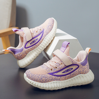 Детски спортни обувки за момичета, дишаща мрежеста Flyknit горна част, противохлъзгаща подметка – пролет-есен 2026