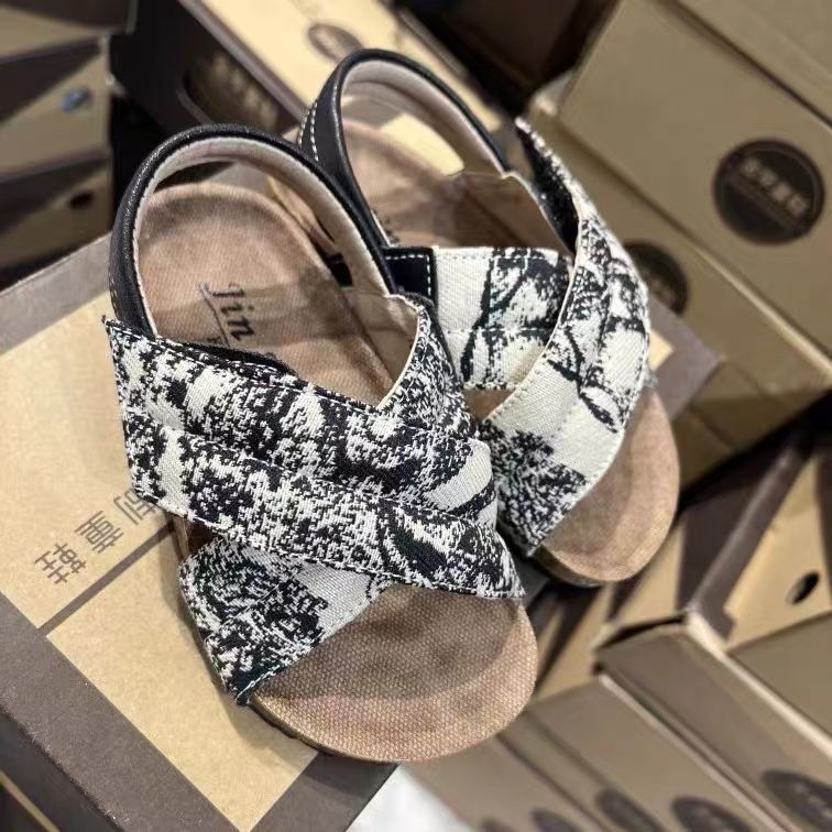 Dječje ljetne sandale s dvostrukim načinom nošenja, unisex, karirani uzorak, PU potplat, Velcro kopčice