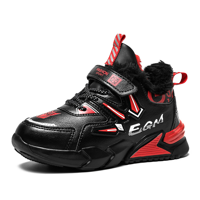 Kožené detské tenisky pre chlapcov, teplé na zimu a na jeseň i jar, zapínanie na suchý zips