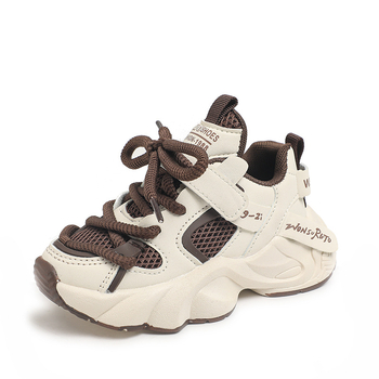 Jarné–Jesenné dýchajúce detské tenisky, sieťovinový horný diel, ľahké, protišmyková gumová podrážka, zapínanie na suchý zips, unisex dad sneakers štýl, pre vek 1–16 rokov