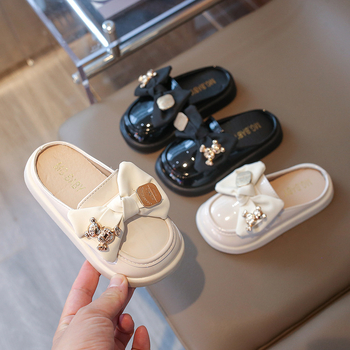 Dječje slip-on ravne sandale s mašnicom u obliku mede, korejskog stila, ljeto