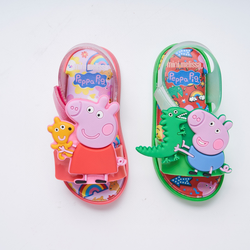 2024 Meli*Sa dječje jelly tenisice s motivom Peppa Pig, otvoreni prst u obliku ribe, unisex, PVC, Velcro