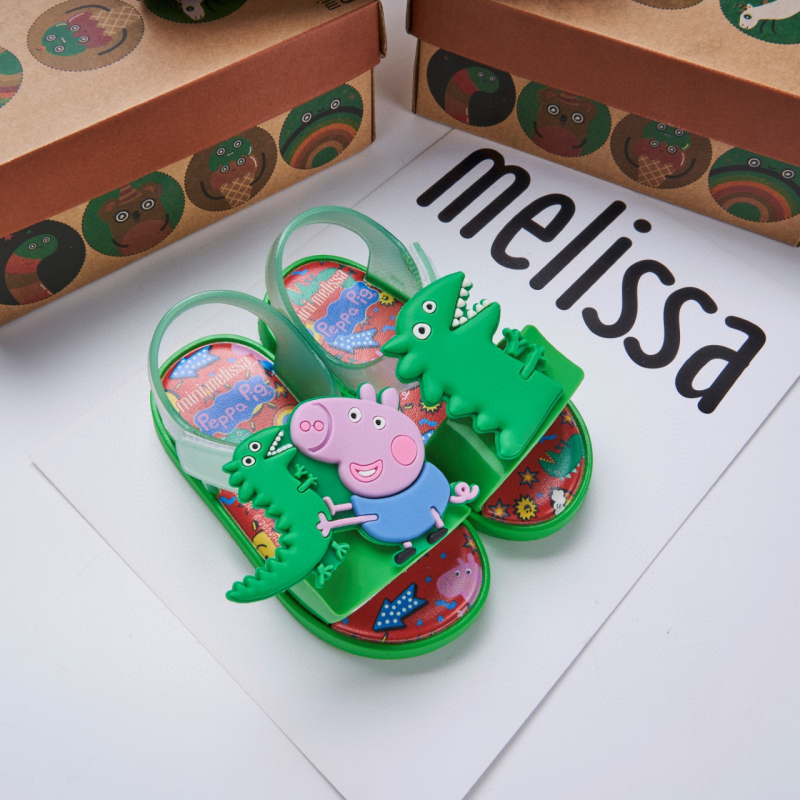 2024 Meli*Sa dječje jelly tenisice s motivom Peppa Pig, otvoreni prst u obliku ribe, unisex, PVC, Velcro