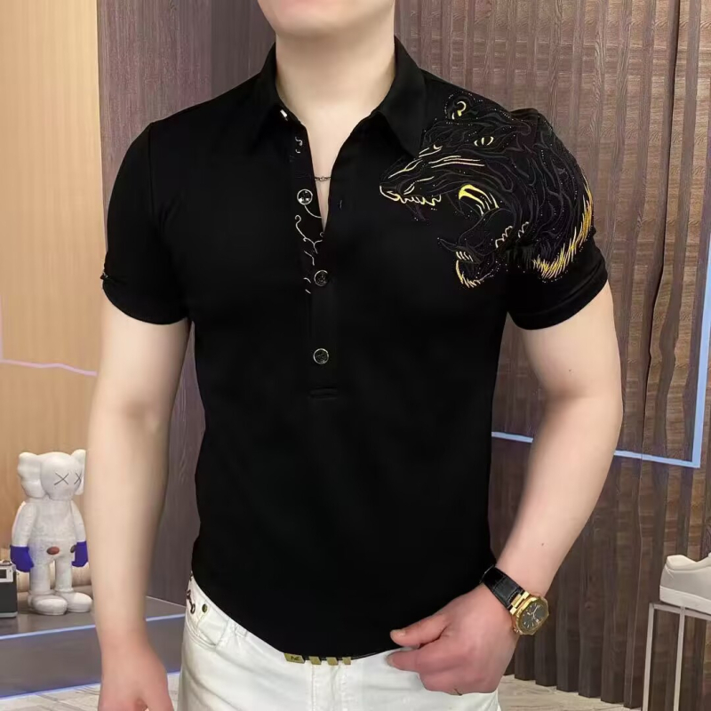 Ljetna muška polo majica s kratkim rukavima, tigrov planinski motiv, lagani luksuz, casual stil
