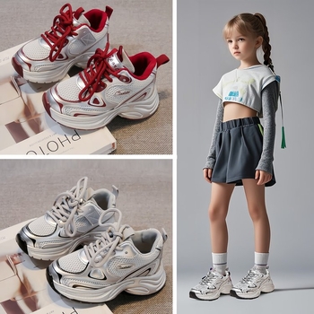 Detské bežecké tenisky z priedušného sieťovinového materiálu, ľahká podrážka, unisex, jar–jeseň 2025