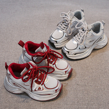 Detské bežecké tenisky z priedušného sieťovinového materiálu, ľahká podrážka, unisex, jar–jeseň 2025