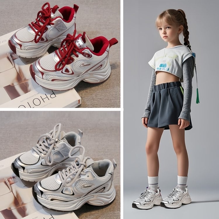 Detské bežecké tenisky z priedušného sieťovinového materiálu, ľahká podrážka, unisex, jar–jeseň 2025