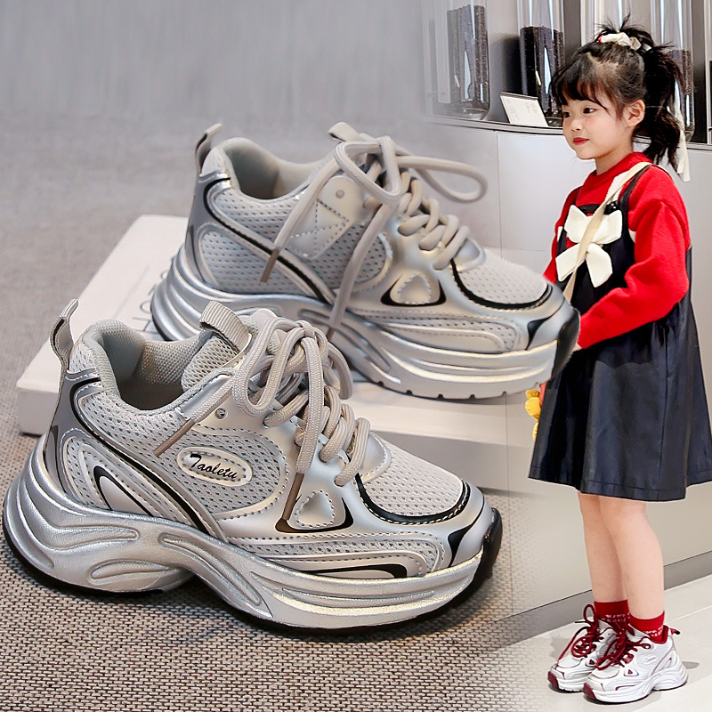 Detské bežecké tenisky z priedušného sieťovinového materiálu, ľahká podrážka, unisex, jar–jeseň 2025