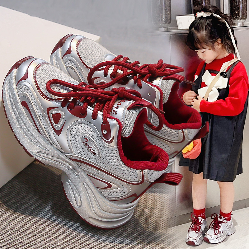 Detské bežecké tenisky z priedušného sieťovinového materiálu, ľahká podrážka, unisex, jar–jeseň 2025