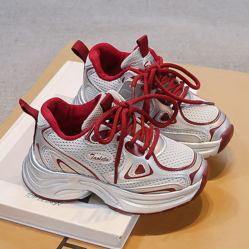 Detské bežecké tenisky z priedušného sieťovinového materiálu, ľahká podrážka, unisex, jar–jeseň 2025