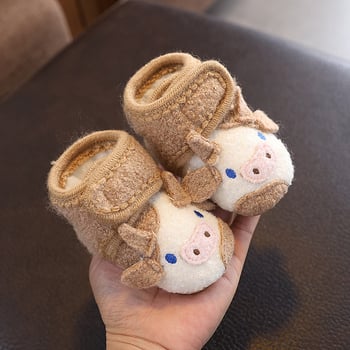 Zimske papuče za bebe, unisex, od pamuka, s fleec podstavom, debela topla mekana potplata, protuklizna, zatvaranje Velcro, za 0–12 mjeseci