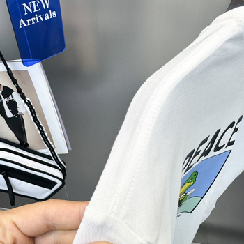 Proljetno muško T-shirt dugih rukava, slobodan kroj, grafika patke, okrugli izrez, pamuk, šifra B2CPD4338