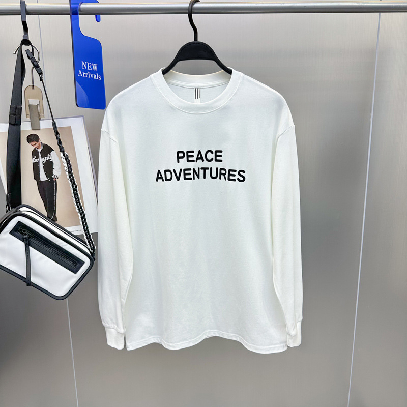 Proljetno muško T-shirt dugih rukava, slobodan kroj, grafika patke, okrugli izrez, pamuk, šifra B2CPD4338