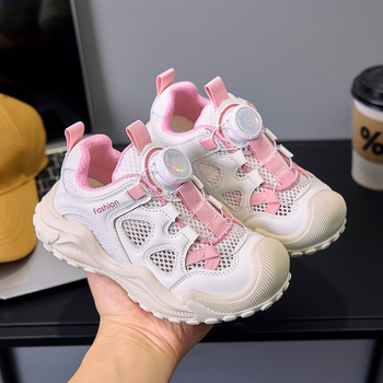 Detské sieťové tenisky s otočnou sponou, letná 2025 kolekcia, priedušné a ľahké, tenisky s hrubou podrážkou