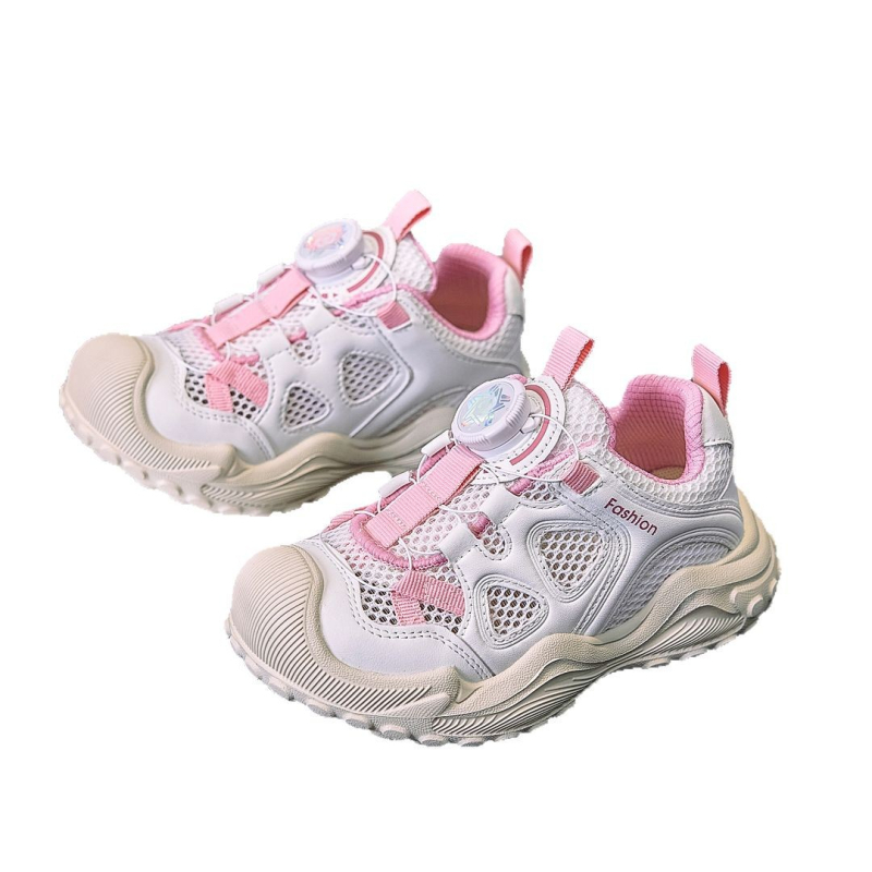 Detské sieťové tenisky s otočnou sponou, letná 2025 kolekcia, priedušné a ľahké, tenisky s hrubou podrážkou