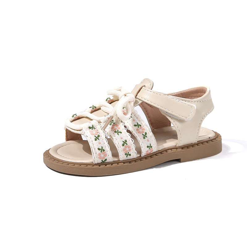 Dječje sandale za djevojčice u boho-etničkom stilu, gladiator sandale s Velcro zatvaračem, cvjetni uzorak, PU gornji dio, TPR potplat, ljeto 2026