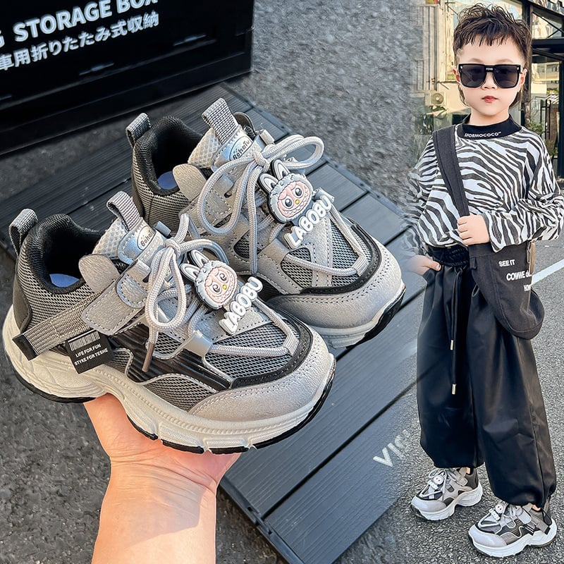 Jarné-jesenné detské športové topánky, protišmykové, ľahké, priedušné, s zapínaním na suchý zips, unisex