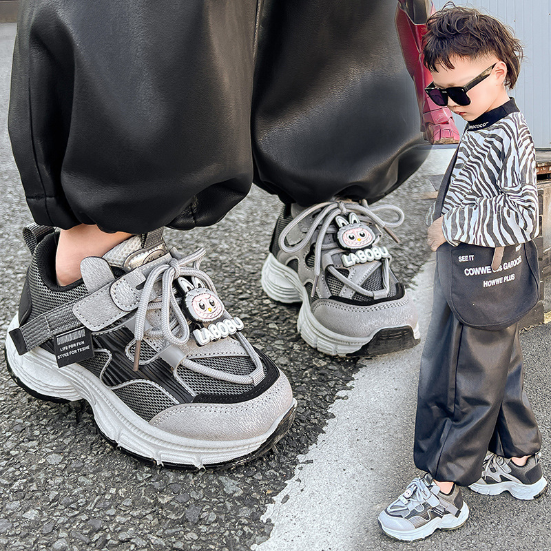 Jarné-jesenné detské športové topánky, protišmykové, ľahké, priedušné, s zapínaním na suchý zips, unisex